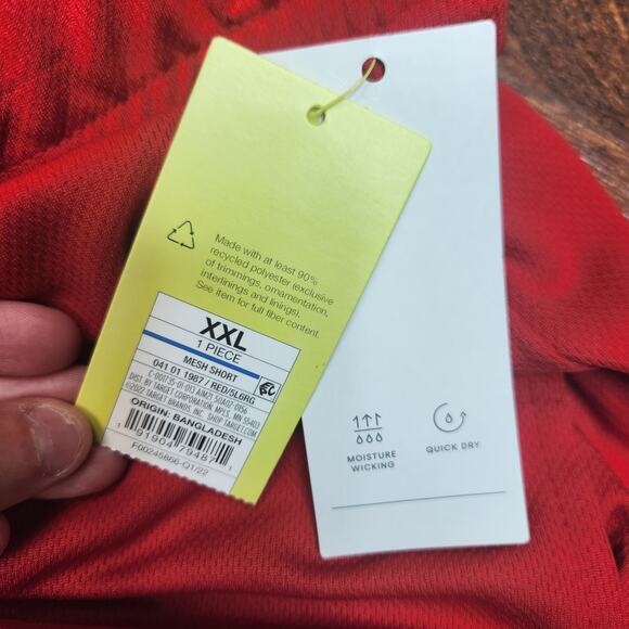 All In Motion Mens XXL Moisture Wicking Quick Dry Red Mesh Shorts Drawstring NWT - Picture 3 of 12